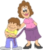 mother with child cartoon happy