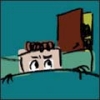 child cartoon hiding in bed small