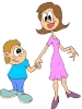 child with mother cartoon talking