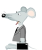 mouse cartoon standing suit going to work