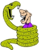 snake green cartoon coiled eating man