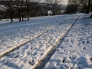 snow and ice snow on hillside track p1030203 b