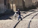 trains man on push bike crossing rail tracks p1060778 s